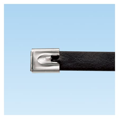 Panduit Cable Tie, 12 in L, 2 in Max Bundle Dia., Black, 316 Stainless Steel, Polyester, 300 lb Strength MLTFC2EH-LP316